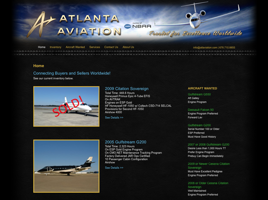 atlavi Atlanta Aviation website design